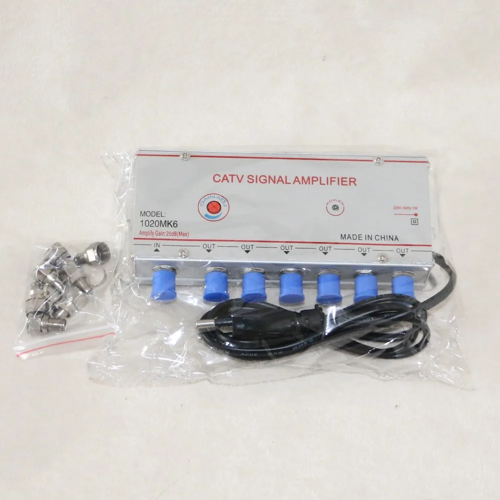 

6 out CATV TV Video Signal Amplifier AMP Antenna Signal Booster Splitter AC 220V 50-60Hz TV Antenna