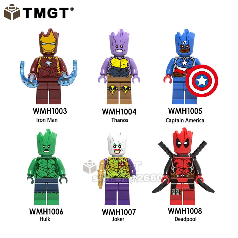 

Building Blocks Single Sale Super Heroes Tree Man Thanos Captain America Iron Man Hulk Joker Deadpool Kids Gifts Toys legoings