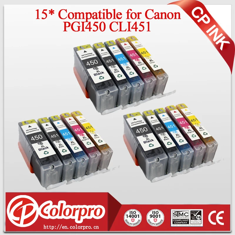 

15 x Ink Cartridge PGI450 CLI451 for Canon IP7240 MG5440 MG5540/MG5640/MG6440/MG6640 MX724/MX924 IX6840 PGI450XL PGI 450
