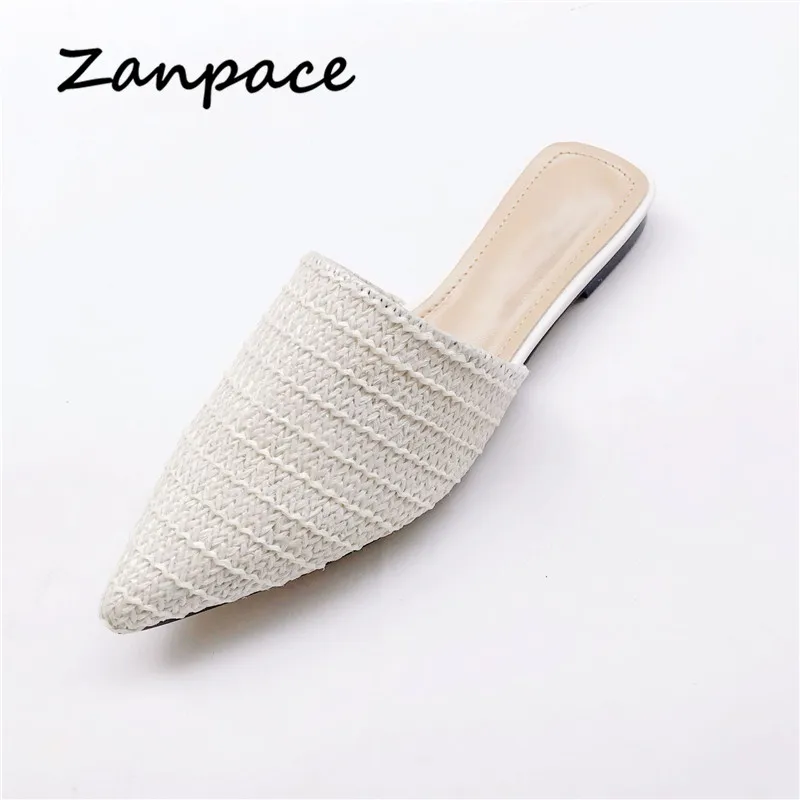 Шлепанцы Zanpace женские льняные домашняя обувь на плоской подошве низкий