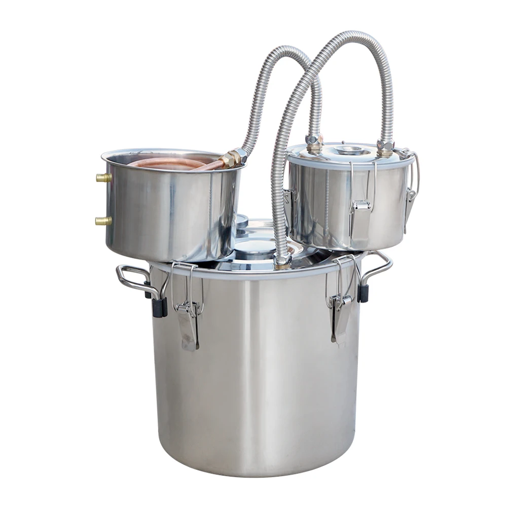 

DC House 3 Pots 5Gal/20L Alcohol Distiller Moonshine Still Boiler Stainless Steel Copper Home Brewing & Wine Making