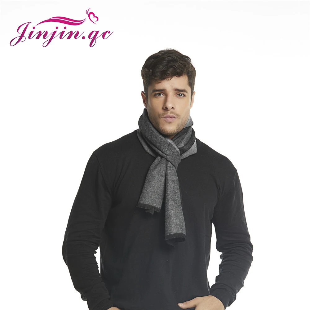Jinjin.QC Men Scarf Winter Fashion Pashmina Cashmere Patchwork Shawls and Wraps Black Scarves Navy Bule Gray |
