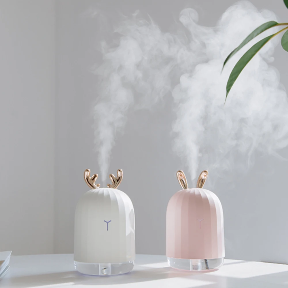 

220ML Ultrasonic Air Humidifier Ultra-Quite Mini LED Light USB Fan Aroma Humidificador Fogger Mist Maker For Home Office