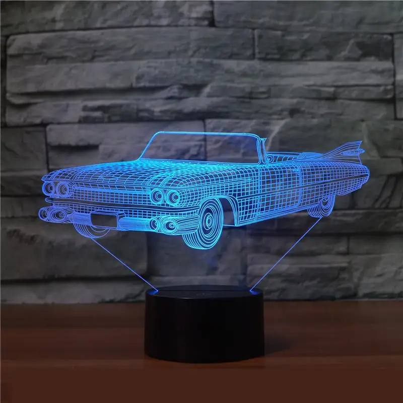 

Cadillac Car Colorful 3d Light Touch Visual Remote Control Led Night Light Bedside decorative lamp for children's bedroom