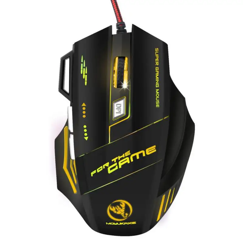  5500dpi Adjustable Firebird 7-key Gaming Mouse Professional Water Cracking Glow Gaming Mouse for PU