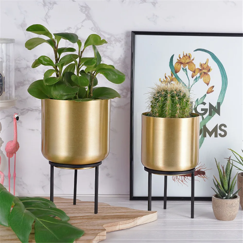 Modern Tabletop Metal Flower Pot Small Planter European American Style