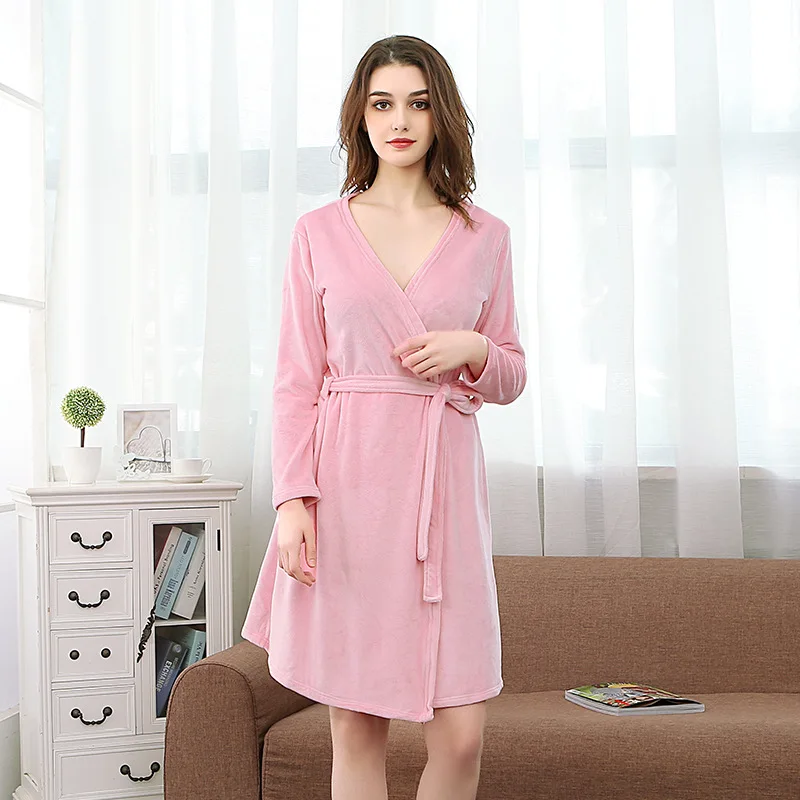 NewBang Brand Women's Bathrobe Long V Neck Water Absorption Nightgown