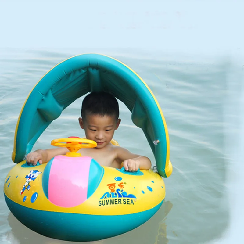 

Safe Inflatable Baby Kids Swimming Ring PVC Infant Swimming Float Adjustable Sunshade Seat Fun Swimming Pool Toys For Baby Gift