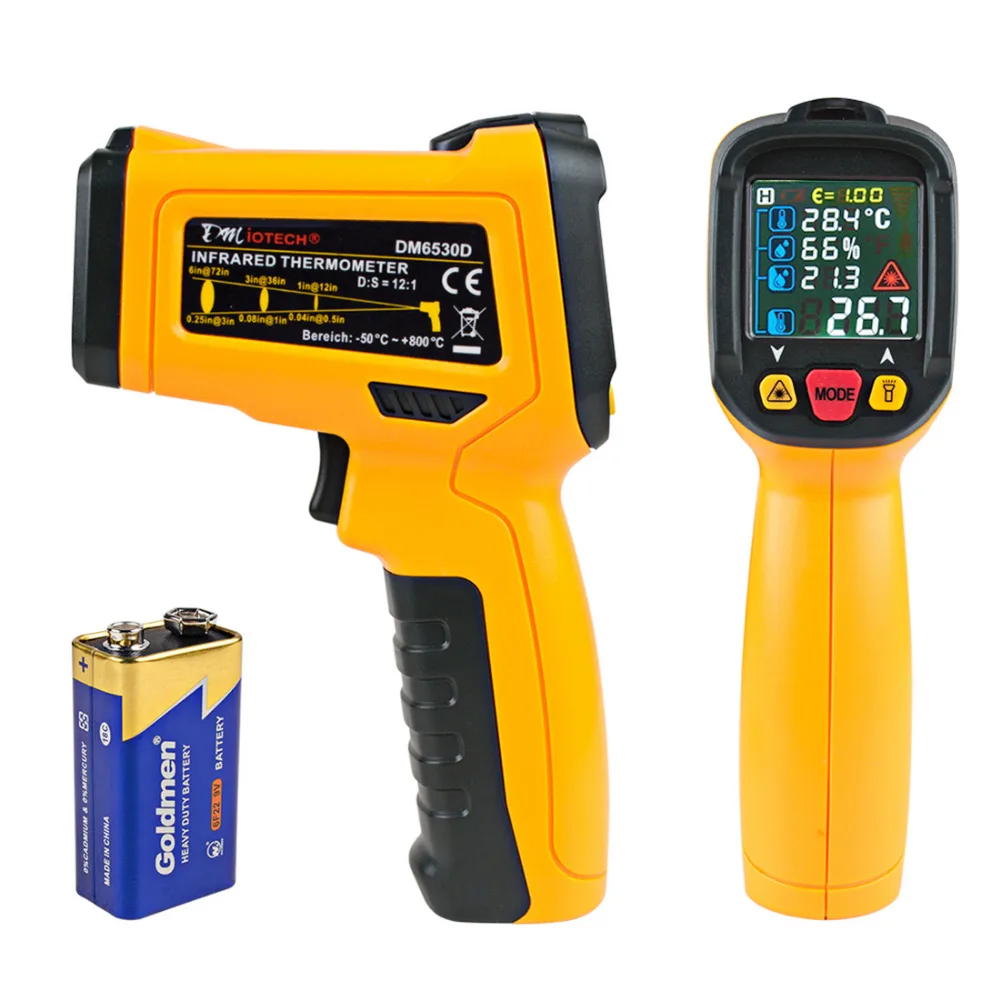 Newest -50-800 C Digital Infrared Thermometer LCD Non-contact Aquarium Laser Point Gun Pyrometer IR Temperature Meter 12:1 non contact digital laser infrared thermometer type k input high temperature pyrometer ir laser point gun meter 50 to 1650 c