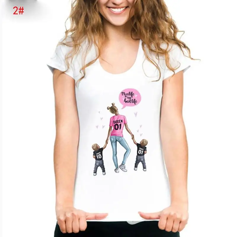 2019 فوج طباعة T قميص الإناث الأم الحب الإناث تي شيرت سوبر ماما المحملة قميص المرأة ClothingTshirt القطن قصيرة كم أعلى