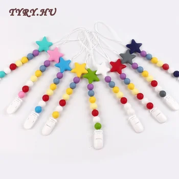 

TYRY.HU Silicone Star-Shaped Pacifier Clip 100% Safe Food Grade Silicone Beads Chew Baby Toy For 3-12 Month Infants Tooth Care