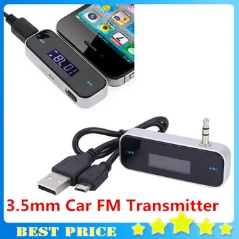 

Free Shipping Wireless LCD 3.5mm Jack Car FM Transmitter for iPhone 5 iPod/ iPad/ Smart Phone/ HTC Handsfree player car styling