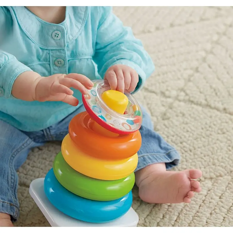 Фишер-Прайс блестящие основы стек и ролл чашки детские развивающие игрушки Pierwsze Klocki Malucha K7166 для детей подарок на день рождения