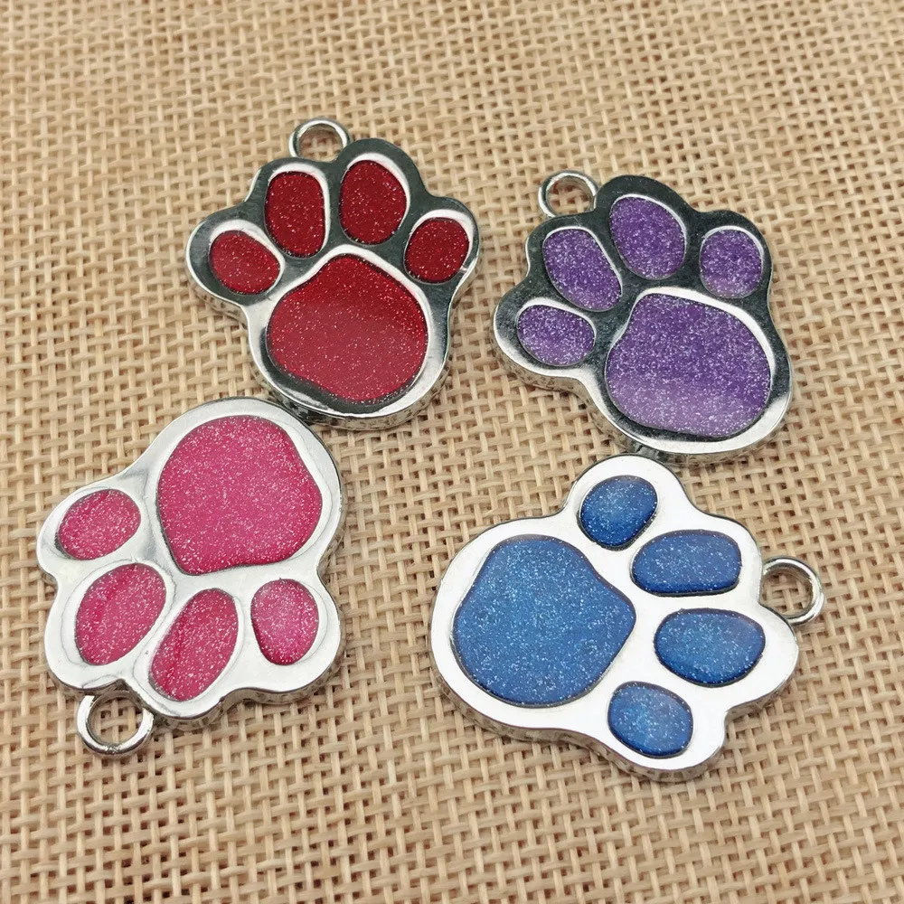 

Personalised Dog Collar Engraved Glitter Paw Footprint Tag Dog Cat Pet ID Tags Reflective Coleira Para Cachorro #ZH