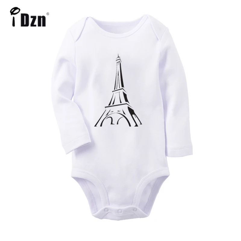 ifBaby200WC Красивый романтический Эйфелева башня эскиз Джемперы красный кленовый лист дизайн новорожденных боди для малышей Onsies комбинезон одежда - Цвет: ifBaby200WC