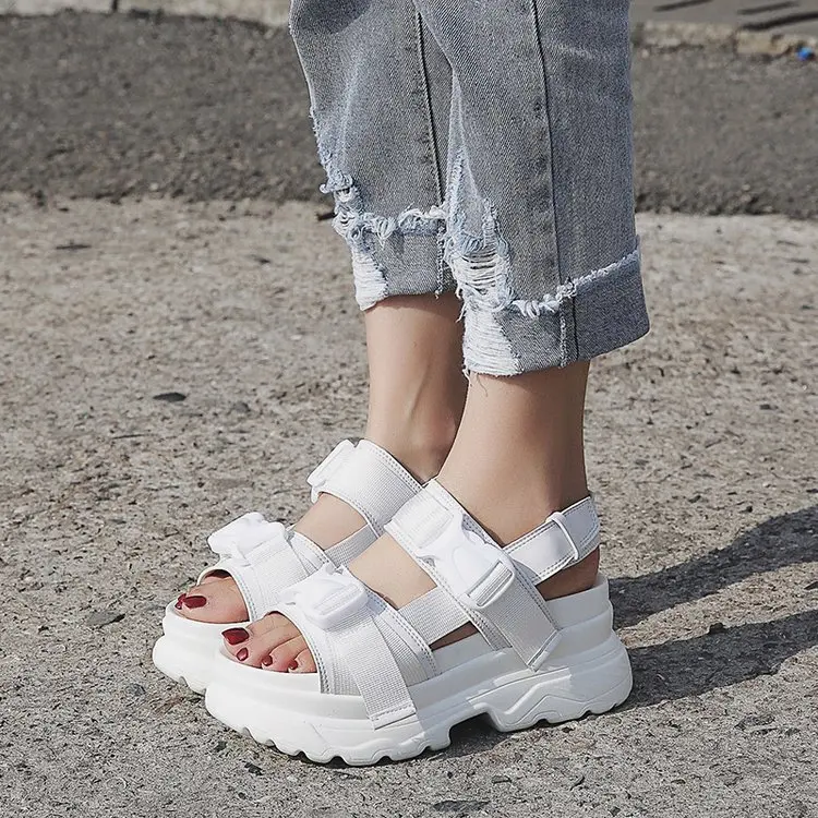 

With Buckle Thick Bottom Muffin Sandals Woman Summer 2019 Flat Bottom