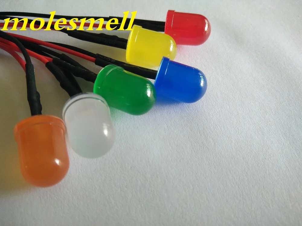 

10pcs 10mm 5v diffused LED Light Set Pre-Wired 5V DC Wired red yellow blue green white orange warm white diffused led