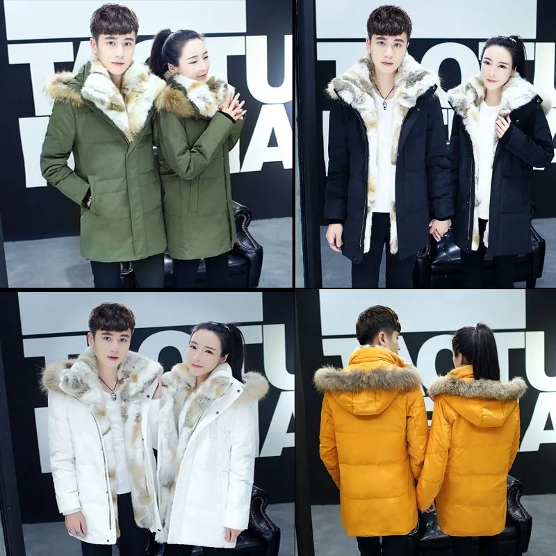Raccoon Fur Warm White Duck Feather Coat Long Winter Jacket Women Down Parka Plus Size 2018 Rabbit Hair Hooded Outerwear Okd449