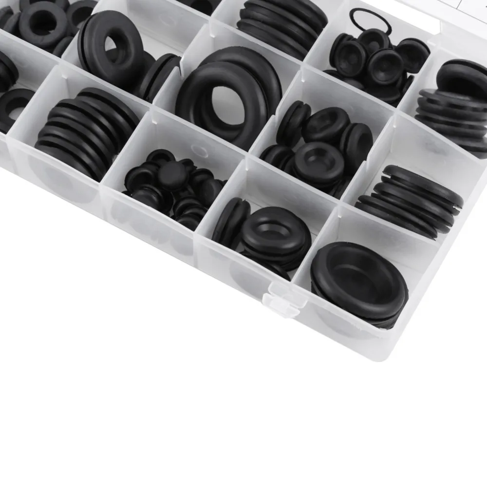 

125Pcs/Set Black Rubber O Ring Gaskets Grommet Firewall Hole Plug Washer Set Electrical Wire Gasket Assortment Kit 18 Sizes NEW