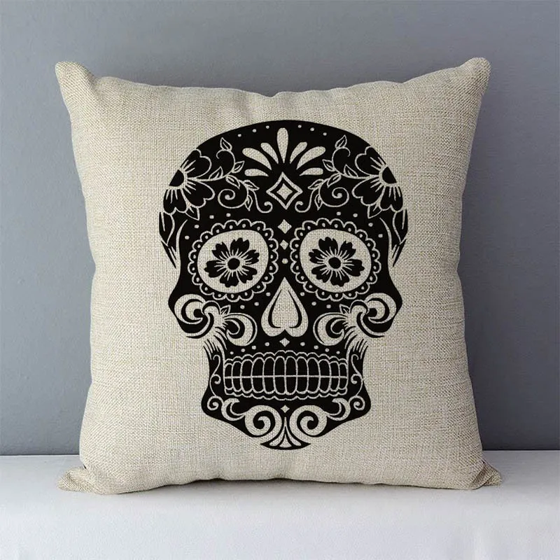 Post-modern style couch cushion Skull printed home decorative pillows square size 45x45cm seat cushions pillowcase without core 