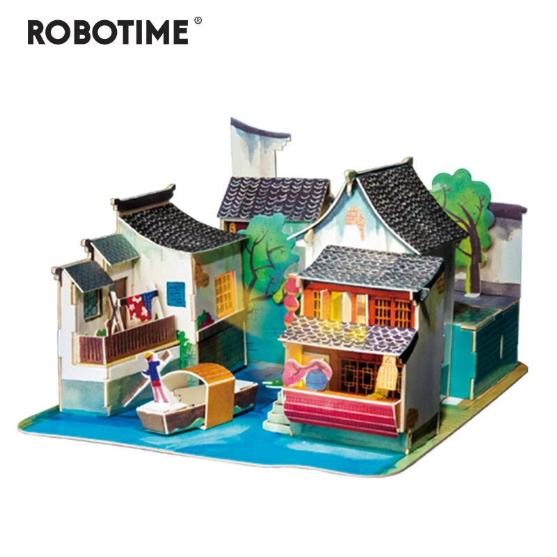 

Robotime DIY South of China Doll House with Led Light Children Adult Miniature Wooden Model Building Dollhouse Toy SJ508