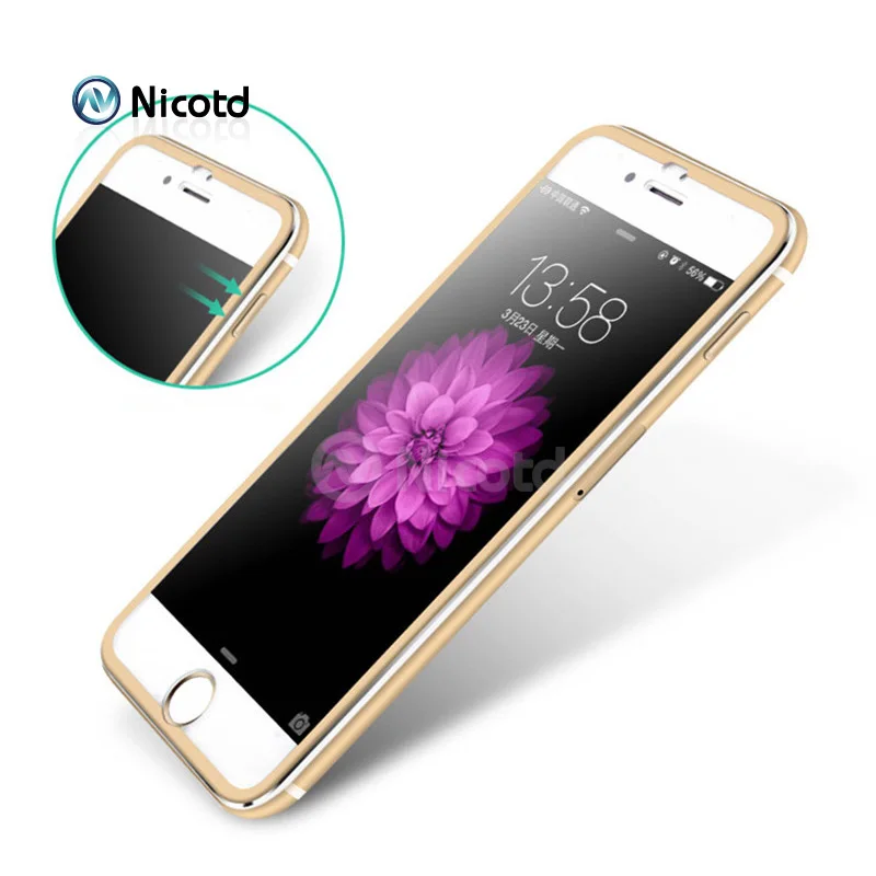 Nicotd 3D Gebogene Volle Abdeckung Gehärtetem Glas Für iPhone 6 6 s Titan Legierung Rand Screen Pro