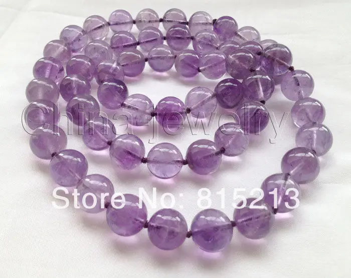 

ddh001186 Beautiful AAA 34" 14mm natural perfect round amethyst necklace