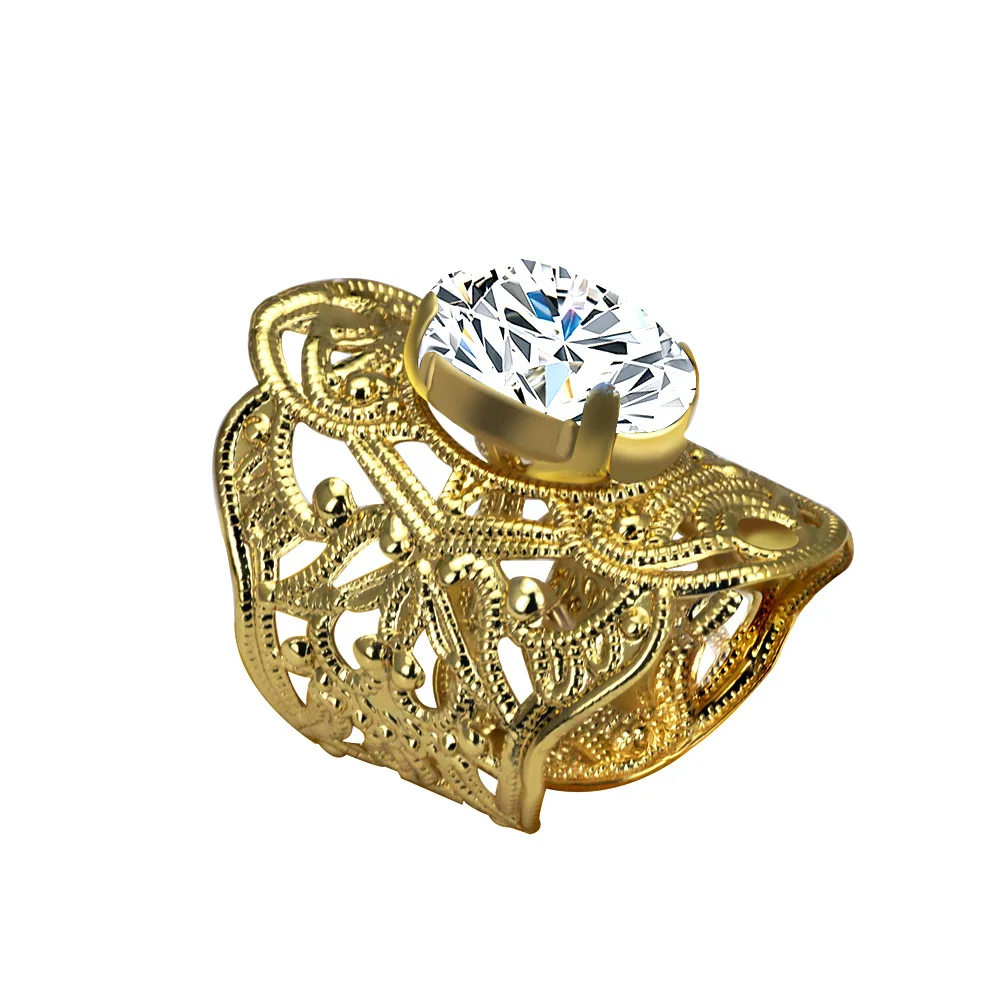 Openwork Copper Ring Large Rhinestone Opening Adjustable Long Fashion Creative Jewelry for Women Accessories | Украшения и