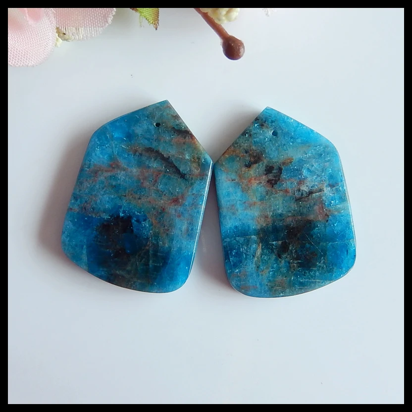 

Natural Blue Apatite Crystal,Gemstone Earring bead,Semi-precious stones jewelry accessories,35x24x4mm,17g