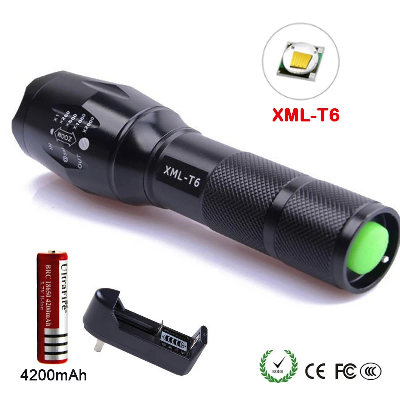 

LED Flashlight 4000 Lumnes CREE XM-L T6 LED Tactical Flashlight Torch 5Mode Zoomable Waterproof Torch Light lanterna