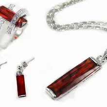 Новое поступление красный желтый синий фиолетовый розовый зеленый циркониевый ожерелье со стразами кулон серьги кольцо Модный Ювелирный Набор#1