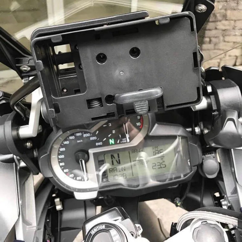 Black Mobile Phone Navigation Bracket USB Phone Charging Mobilephone Holder For BMW R1200GS LC Adventure 13-17 (5)