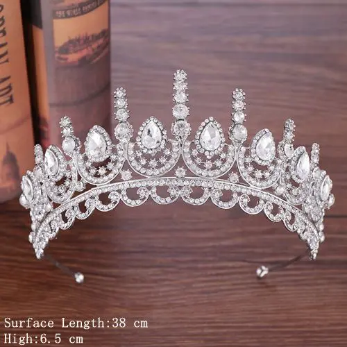 Новейшая Хрустальная корона, тиара, свадебные аксессуары для волос, Хрустальная тиара, свадебная корона, серебряный головной убор, роскошная жемчужная тиара, диадема - Окраска металла: Silver