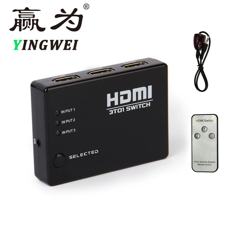 HDMI сплиттер черный пластик автоматически переключающий концентратор и ИК пульт