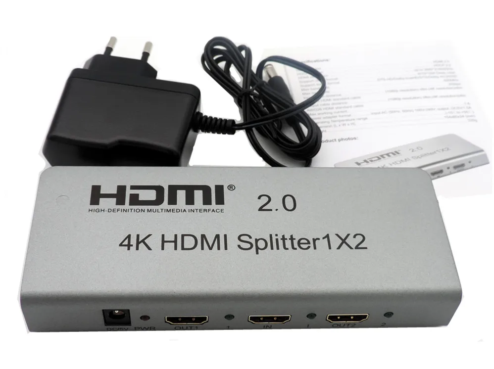 1X2 4K Переходник HDMI разветвитель 1-In 2-Out, 4 K/60Hz 3D HDMI2.0, HDCP2.2, 8 способов управления EDID для CCTV HDTV HD плеер