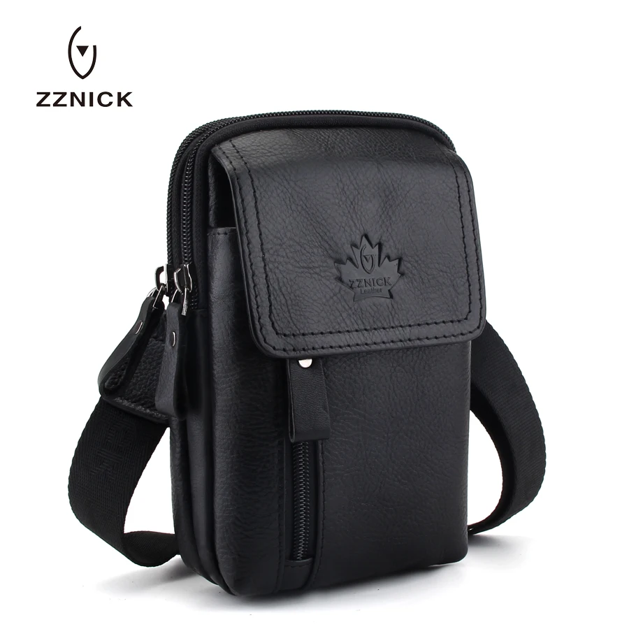 

Men Bags Genuine Leather Waist Pack Shoulder Crossbody Bags CrossbMessenger Bag Men Shoulder Bags Phone Pouch Male zznick