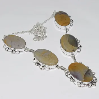

Mookaite Jaspers Necklace Silver Overlay over Copper , 51.3cm, N1189
