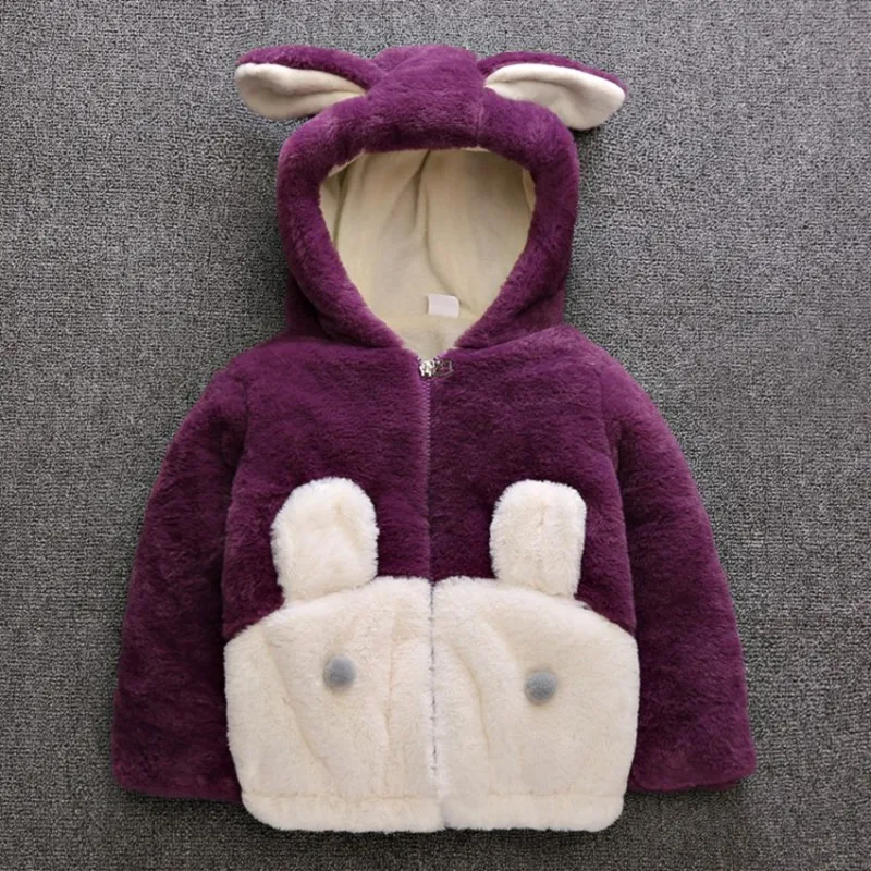 COOTELILI Faux Fur Winter Jacket For Girls Hooded Thick Warm Infant Overcoat Winter Clothes For Girls Children's Parkas (11)
