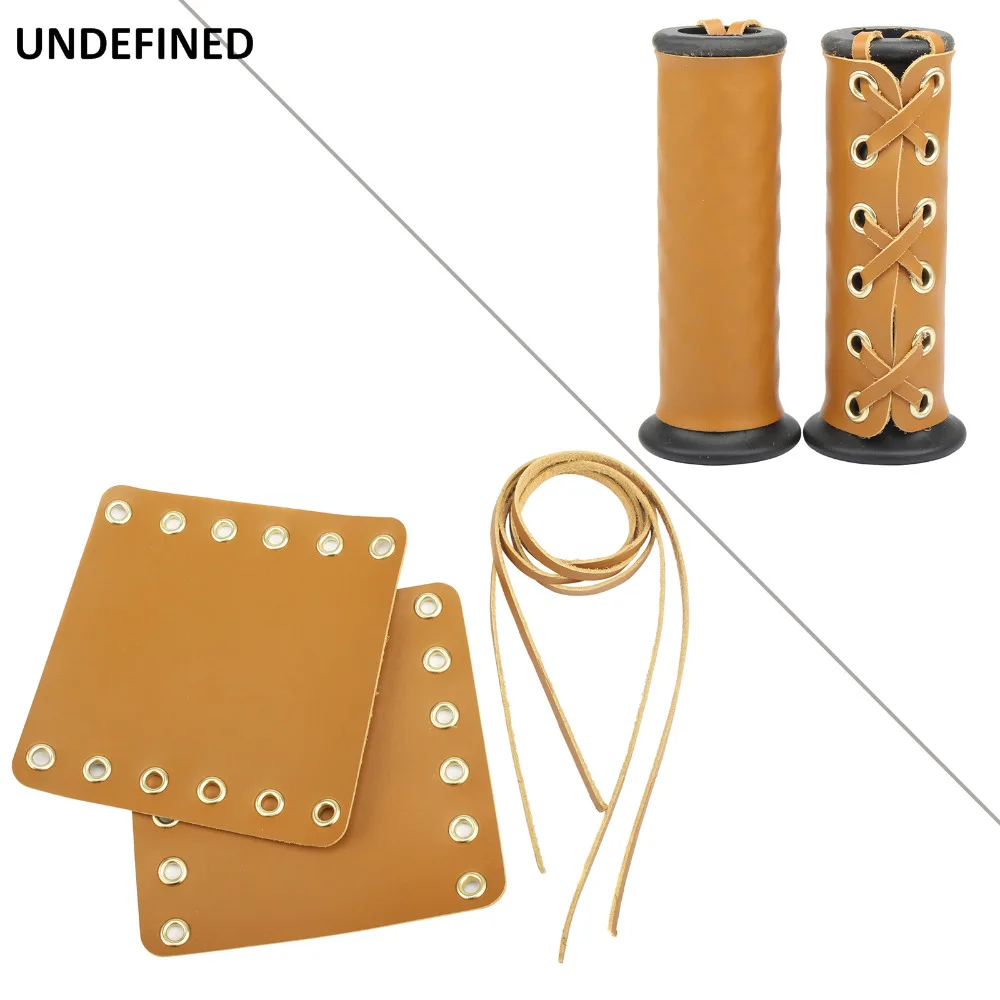 

New Leather Hand Grip Retro Motorcycle Handlebar Heavy Duty Hand Grips Throttle Cover Wraps for Yamaha Dirt Bike KTM Universal