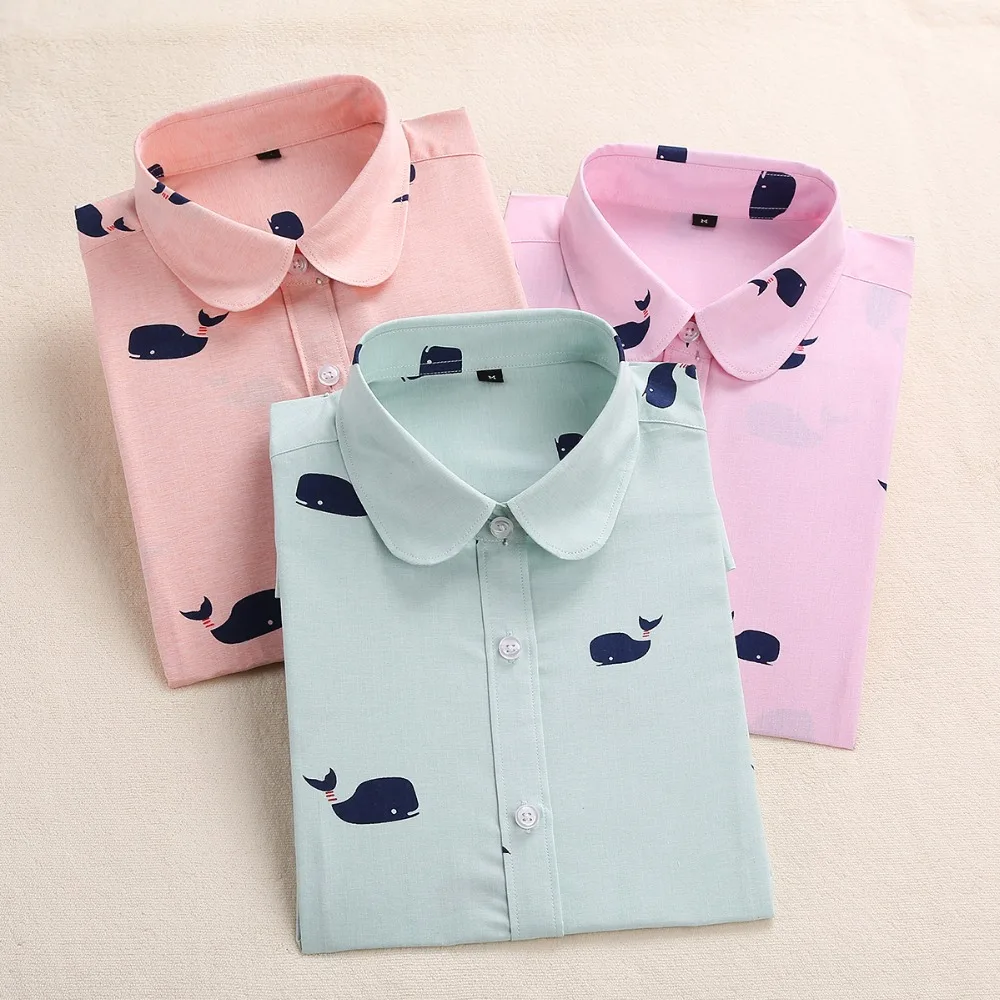 Camisa Grande Manga Floral Estampada blacktulip greenwhale Femeninas Animados Dibujos Estampado purplewhale lpinkwhale pinkwhale Camisas Talla Whitetulip bluewhale Dioufond Con Larga Mujer Tops Blusa De Moda Nueva UEqfzwv