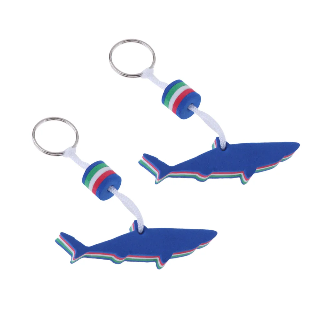 2 Pieces Blue Shark Shaped EVA Floating Keychain Keyring Kayak Yachting Sailing Swimming Surf Beach Water Key Float Key Holder