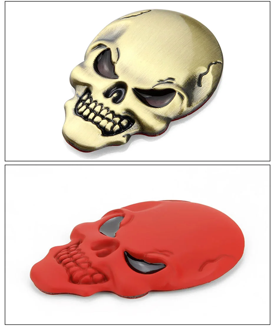 Popular Car Stickers Motorcycle Truck Emblem Decals Car Styling Sign Decoration Accessories 3D Metal Skull Car Sticker (5)