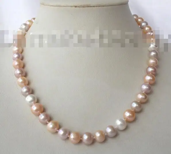

Free shipping hot sale Women Bridal Wedding Jewelry >>stunning 10mm round white pink purple freshwater cultured pearl necklace