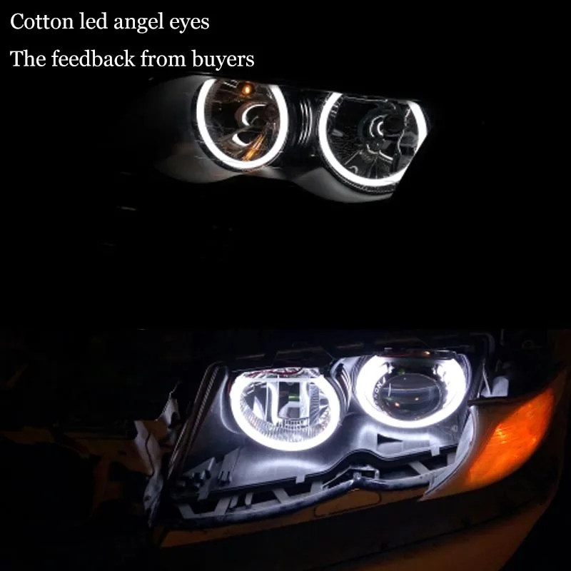 1 комплект(4*131 мм) ксеноновый белый Хлопковый светильник SMD светодиодный ангельские глазки для BMW E36 E38 E46 Проектор BMW E39 светодиодный головной светильник для стайлинга автомобилей