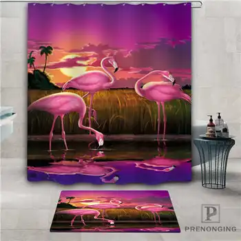 

Custom flamingos (1) Waterproof Shower Curtain Doormat Home Bath Bathroom Polyester Fabric Multi Sizes#2019-1-05-10
