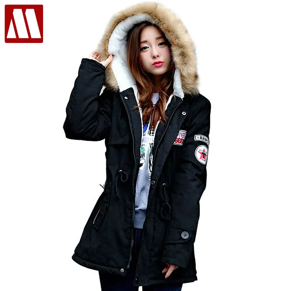 

2019 Winter Casual Lady fur collar coat army green outwear coats Women jackets Ladies winter jacket Womens Warm Parka Coats
