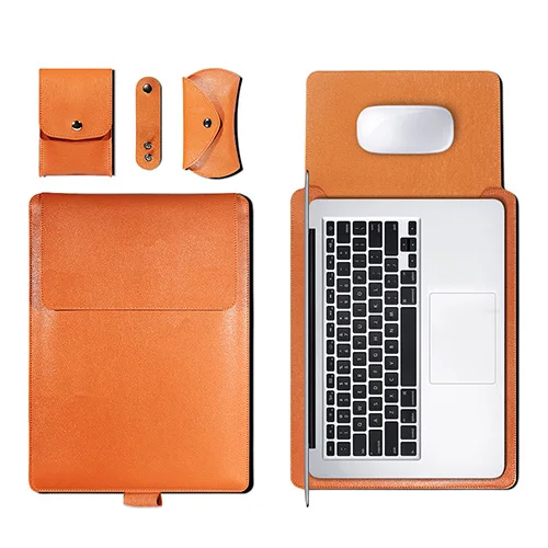 Aiyopeen сумка для ноутбука из искусственной кожи с держателем универсальная сумка для ноутбука 11, 12, 13, 15 дюймов для Macbook Air Pro 13, 15, 12, 11 дюймов - Цвет: Brown