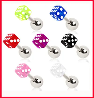 Retro 3mm Woman Men S Stainless Steel Dice Barbell Ear Piercing Retro 3mm Woman Men S Stainless Steel Dice Barbell Ear Piercing Studs Earrings Body Jewelry Fashion