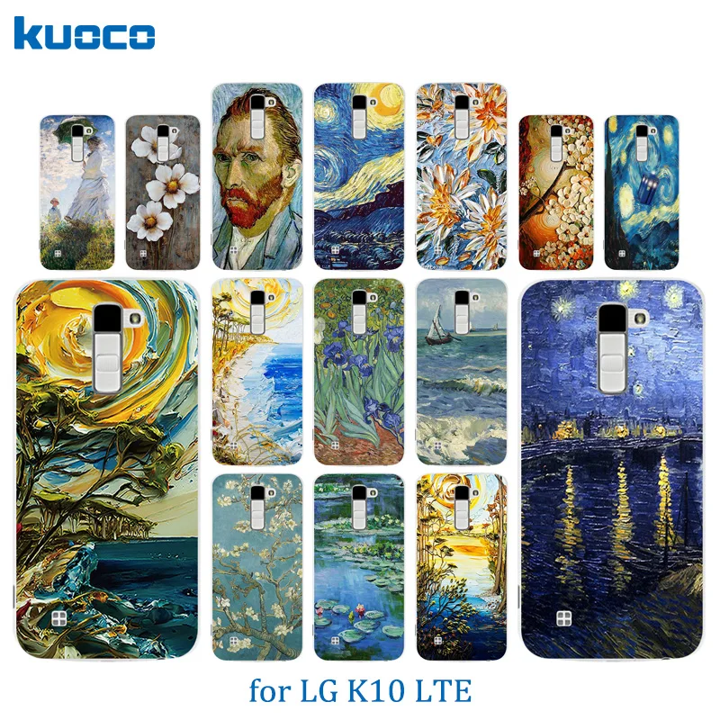 Case For LG K10 LTE K420N K430 K430ds F670 Soft TPU Back Cover Van Gogh Pattern Phone Cases for K410 Bag |