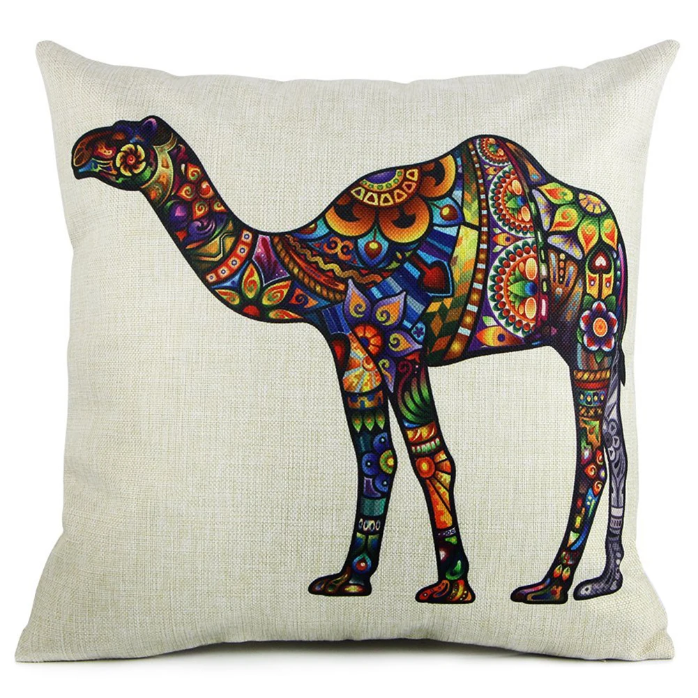 Best 45*45cm Square Linen camel Print Pattern Throw Pillow Covers